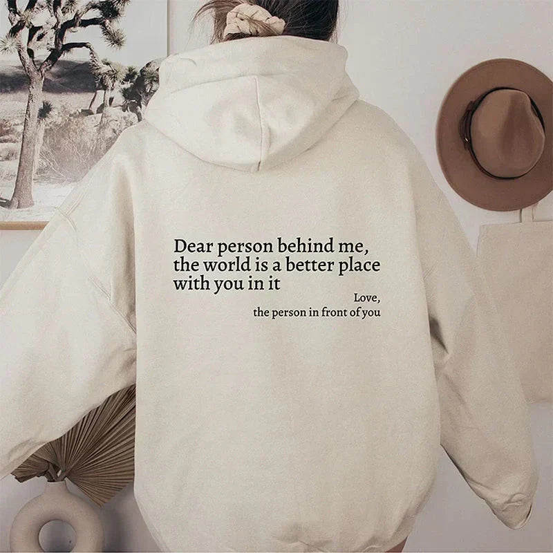 Oversized Hoodie Women Slogan Print Relaxed Fit