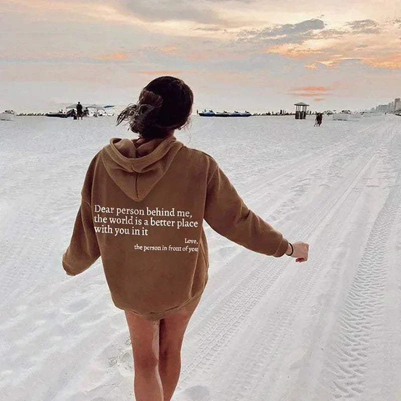 Oversized Hoodie Women Slogan Print Relaxed Fit