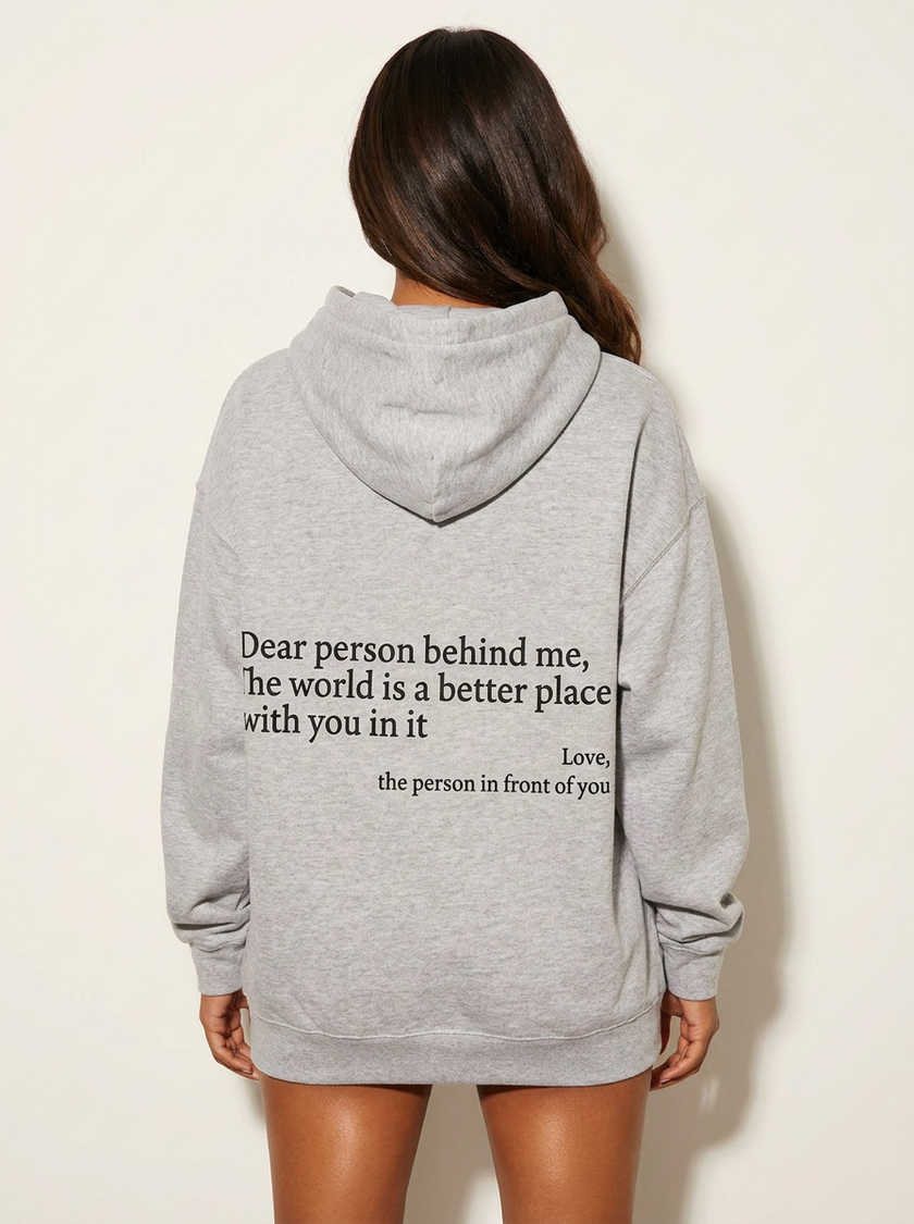 Oversized Hoodie Women Slogan Print Relaxed Fit