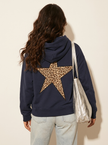 Hoodie Women Oversized Leopard Star Print Kangaroo Pocket