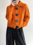 Oversized Cardigan Women Wide Collar Rib Knit Relaxed Fit