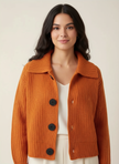Oversized Cardigan Women Wide Collar Rib Knit Relaxed Fit