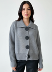 Oversized Cardigan Women Wide Collar Rib Knit Relaxed Fit