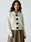 Oversized Cardigan Women Wide Collar Rib Knit Relaxed Fit
