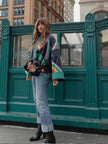 Oversized Quilted Jacket Women Geometric Colour Pattern