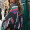 Oversized Quilted Jacket Women Geometric Colour Pattern
