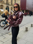 Leather Jacket Women Oversized Belted Structured Shoulders