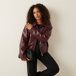 Faux Leather Jacket Women Oversized Classic Collar