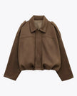 Suede Jacket Women Oversized Classic Collar Zip Front