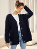 Oversized V-Neck Cardigan Women, Fine Knit Button-Front Relaxed Fit