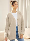 Oversized V-Neck Cardigan Women, Fine Knit Button-Front Relaxed Fit
