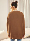 Oversized V-Neck Cardigan Women, Fine Knit Button-Front Relaxed Fit