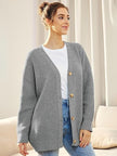 Oversized V-Neck Cardigan Women, Fine Knit Button-Front Relaxed Fit