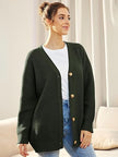 Oversized V-Neck Cardigan Women, Fine Knit Button-Front Relaxed Fit