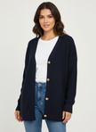 Oversized V-Neck Cardigan Women, Fine Knit Button-Front Relaxed Fit