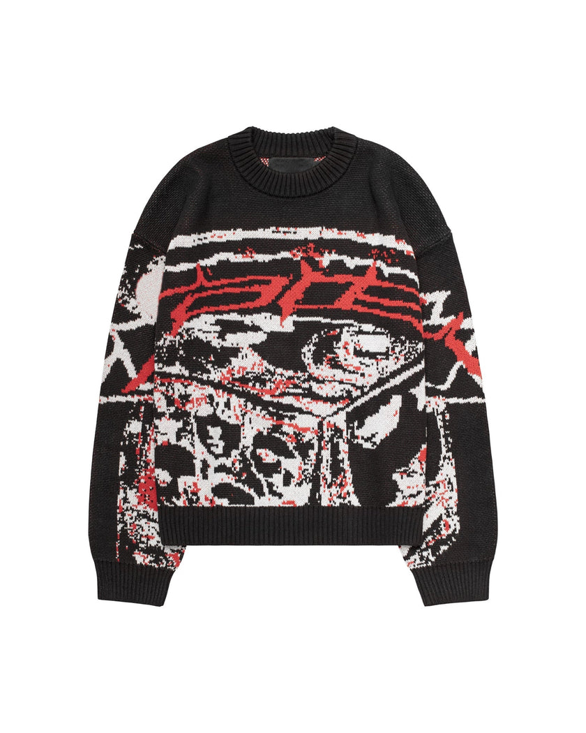 Oversized Graphic Print Sweater Women Streetwear Knit