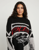 Oversized Graphic Print Sweater Women Streetwear Knit