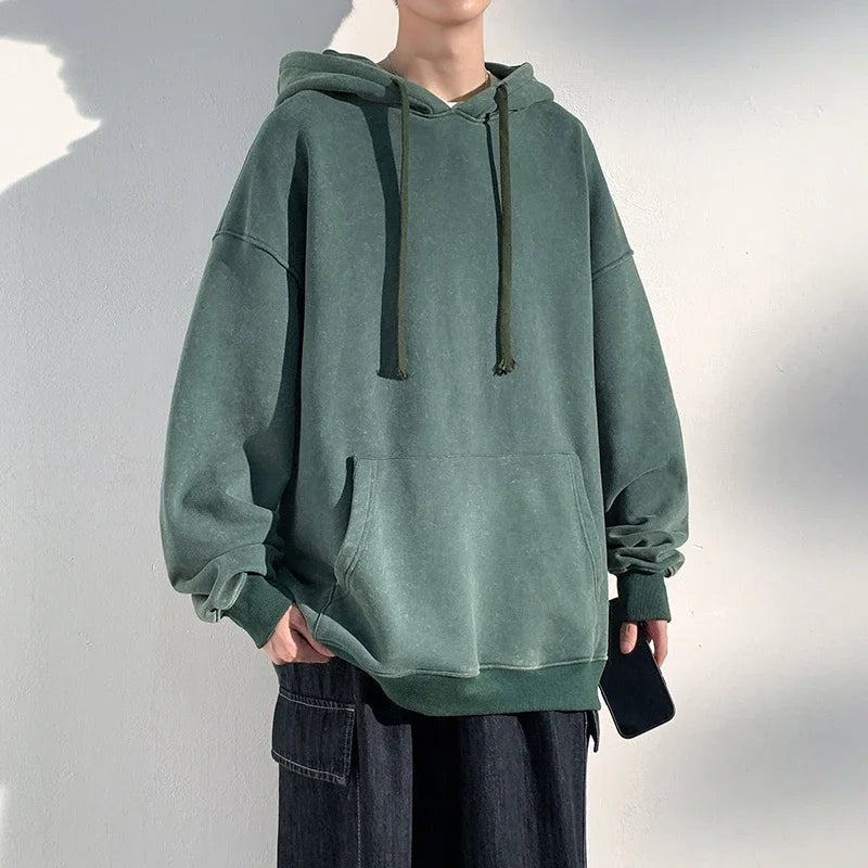 Oversized Hoodie Women Washed Look Relaxed Fit Soft Cotton