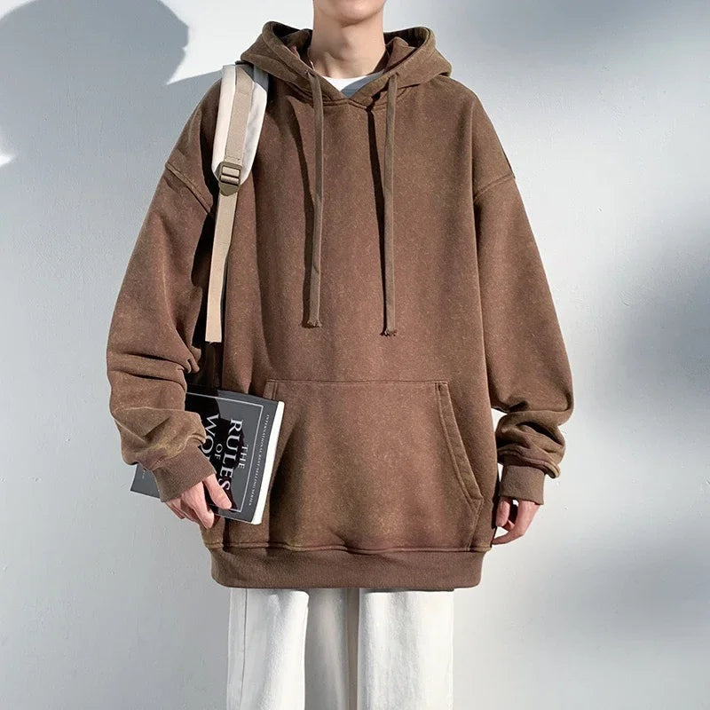 Oversized Hoodie Women Washed Look Relaxed Fit Soft Cotton