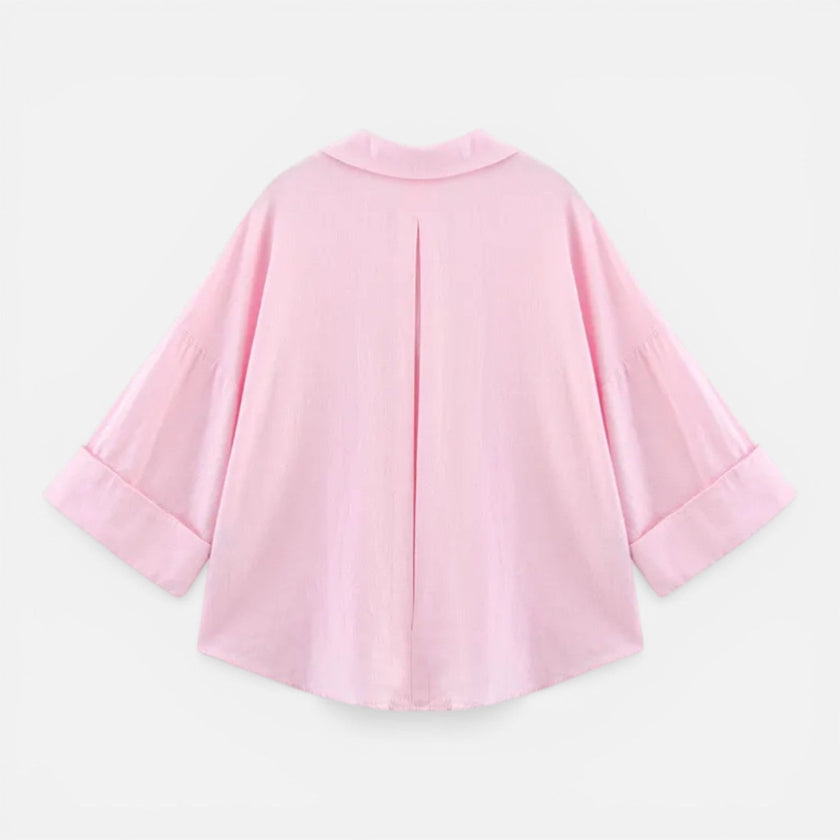 FJØRNA women's lightweight summer blouse with loose fit, casual vacation shirt, featuring breathable fabric and relaxed style.