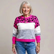 Claire | Women's Leopard Print Color Block Sweater with Cozy for Layering