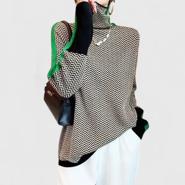 Harper | Women's Turtleneck Print Long Sleeve Sweater with High-Neck for Winter