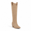 Knee | Women's High Cowgirl Boots with Block-Heel Slip-On Comfortable Casual