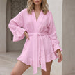 Pink summer two-piece co-ord set for women by FJØRNA featuring ruffle details and relaxed fit.