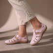 Pink FJØRNA orthopedic cutout fisherman sandals for women with open toe and strap details.