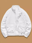 Snap Button Jacket Men Stand Collar Regular Fit Lightweight