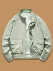 Snap Button Jacket Men Stand Collar Regular Fit Lightweight