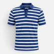Men's FJØRNA striped polo shirt with breathable fabric, slim fit design, and classic style for casual wear.