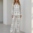 FJØRNA women's summer two-piece co-ord set with printed fabric and button front, perfect for warm weather.