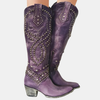 Alina | Women's Western Knee High Boots with Block-Heel Pointed-Toe Comfortable Casual