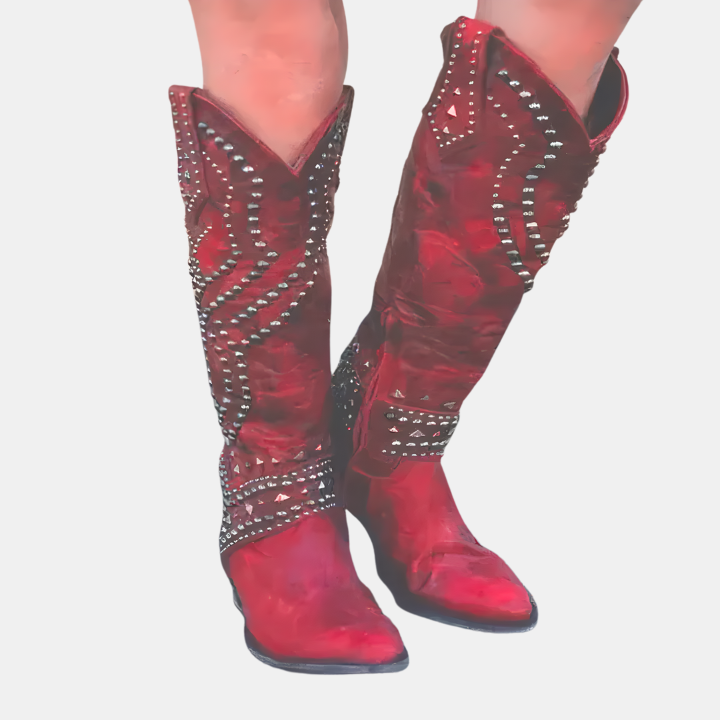 Alina | Women's Western Knee High Boots with Block-Heel Pointed-Toe Comfortable Casual