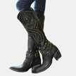 Alina | Women's Western Knee High Boots with Block-Heel Pointed-Toe Comfortable Casual
