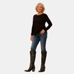 Alina | Women's Western Knee High Boots with Block-Heel Pointed-Toe Comfortable Casual