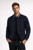 Quilted Bomber Jacket Men Zip Front Ribbed Collar Hip Length