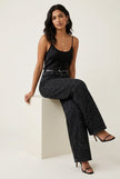 Straight Leg Jeans Women High Waist Subtle Glitter