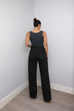 Straight Leg Jeans Women High Waist Glitter Detail