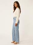 Straight Leg Jeans Women High Waist Glitter Detail