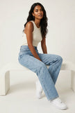 Straight Leg Jeans Women High Waist Glitter Detail