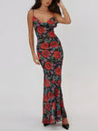 Red Rose women's maxi dress by FJØRNA, flowing summer dress with elegant design, perfect for special occasions.