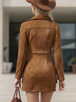 Red suede tassel mini dress by FJØRNA featuring a casual style with tassel details and a fitted silhouette.
