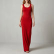 Red FJØRNA women's sleeveless maxi dress with scoop neckline, elegant and flowing for stylish summer wear.