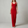 Red FJØRNA women's sleeveless maxi dress with scoop neckline, elegant and flowing for stylish summer wear.