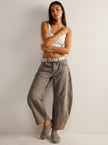 Barrel Leg Jeans Women High Waist Relaxed Fit