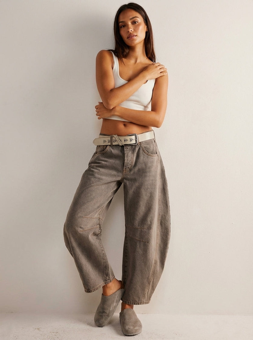 Barrel Leg Jeans Women High Waist Relaxed Fit