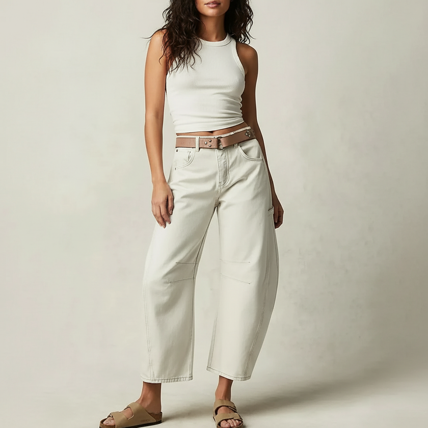 Barrel Leg Jeans Women High Waist Relaxed Fit