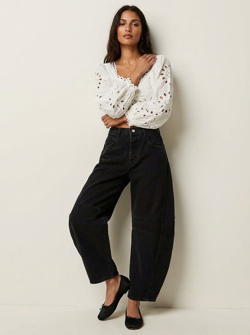 Barrel Leg Jeans Women High Waist Relaxed Fit